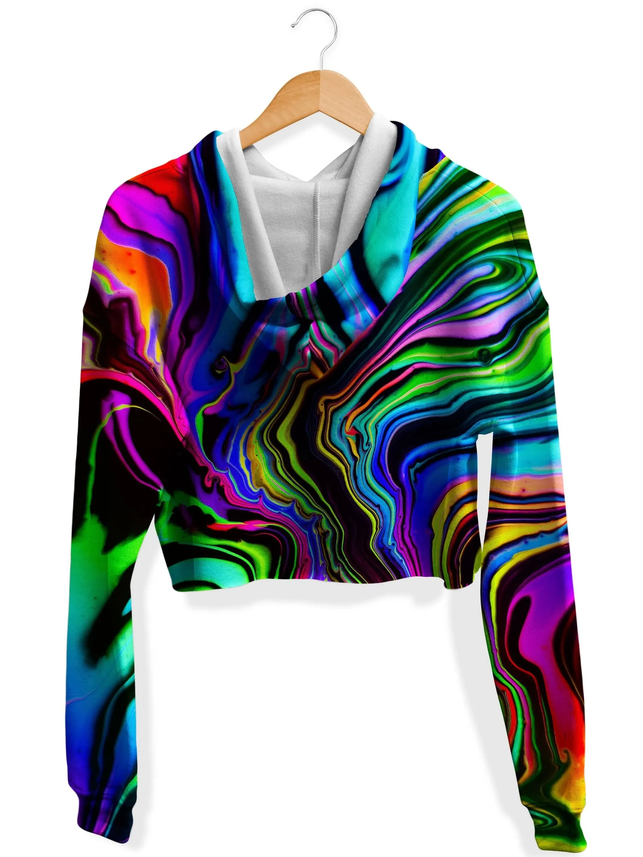 Rainbow Rift Fleece Crop Hoodie