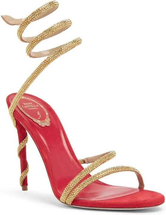 René Caovilla wraparound crystal-embellished sandals Gold