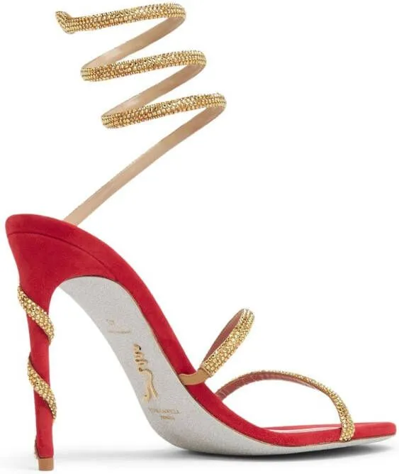 René Caovilla wraparound crystal-embellished sandals Gold