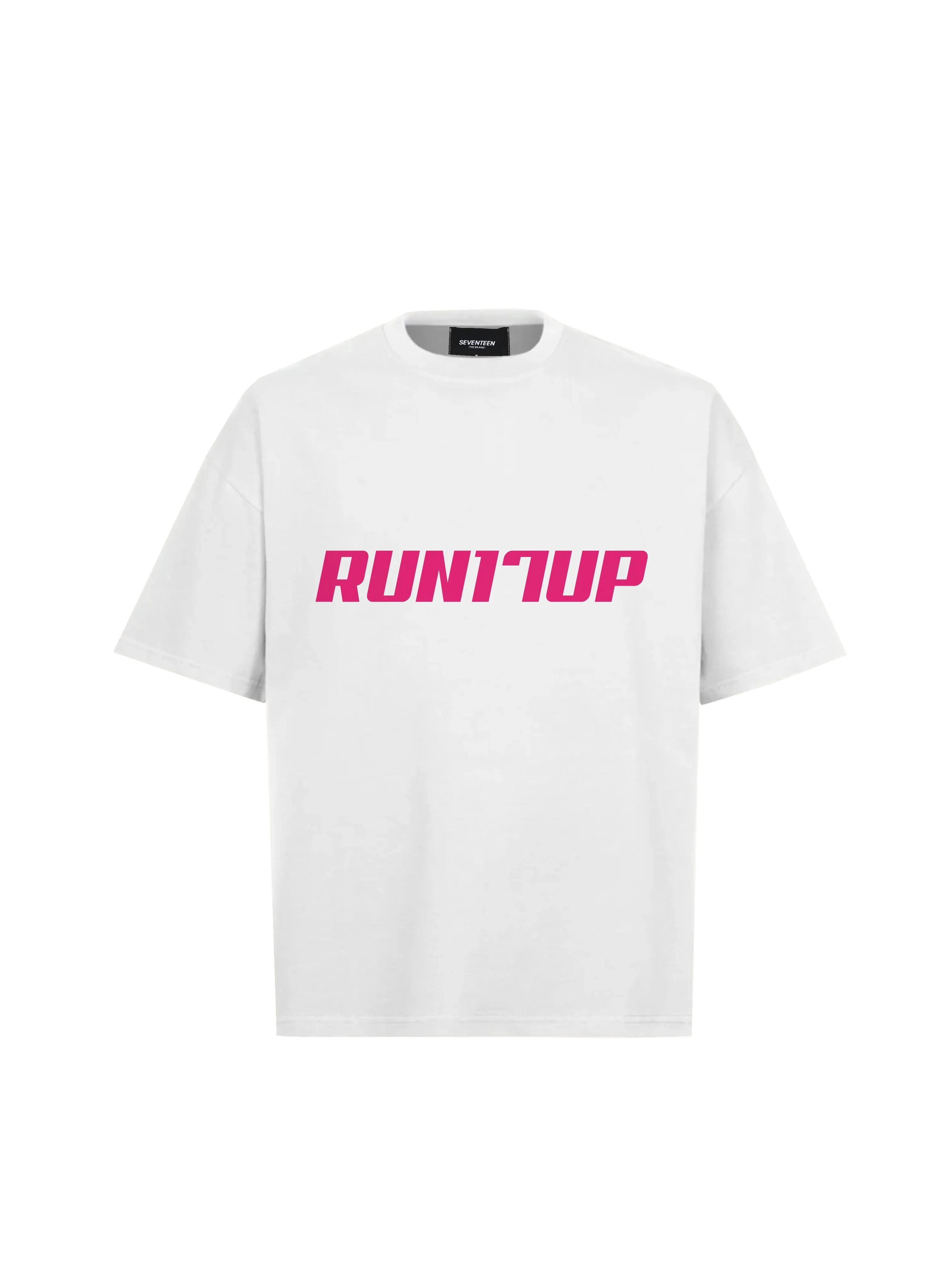 Run17Up Pink Logo White T-Shirt