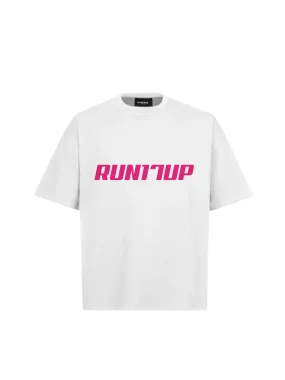 Run17Up Pink Logo White T-Shirt