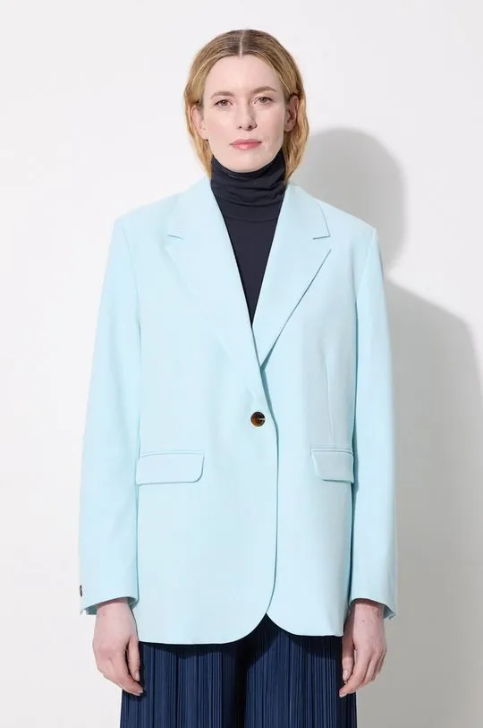 Samsoe Samsoe blazer turquoise color smooth