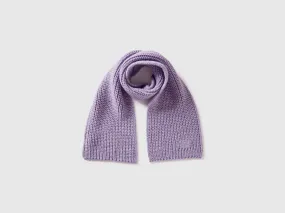 Scarf with rhinestone logo - Lilac | Benetton