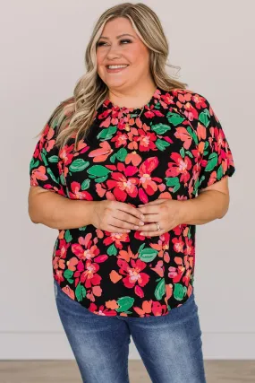 Shine So Bright Floral Blouse- Black