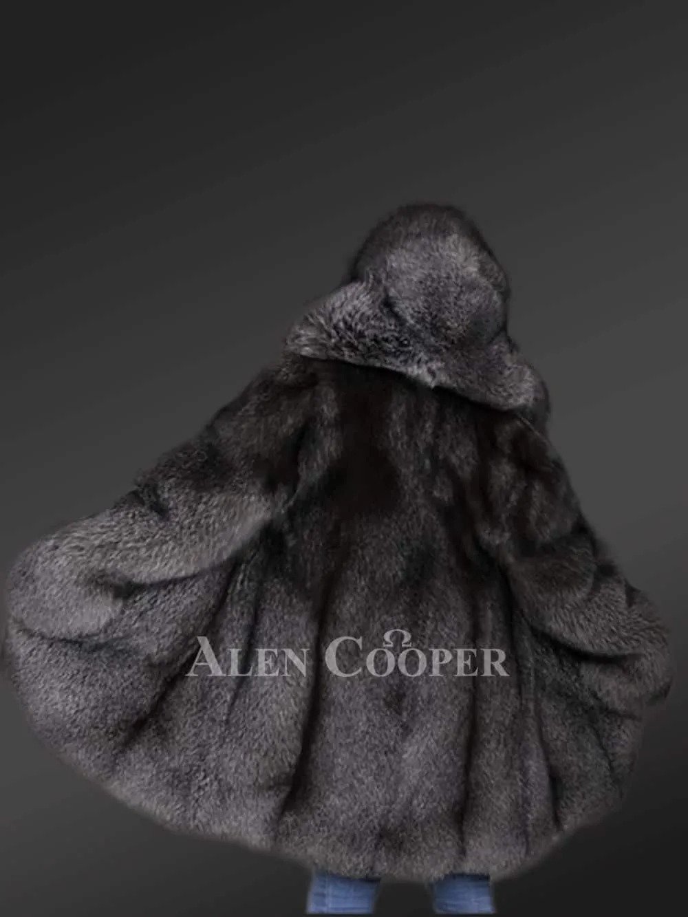 Slate Grey Fur Coat For Women