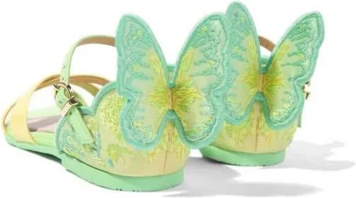 Sophia Webster Mini butterfly-motif leather sandals Green