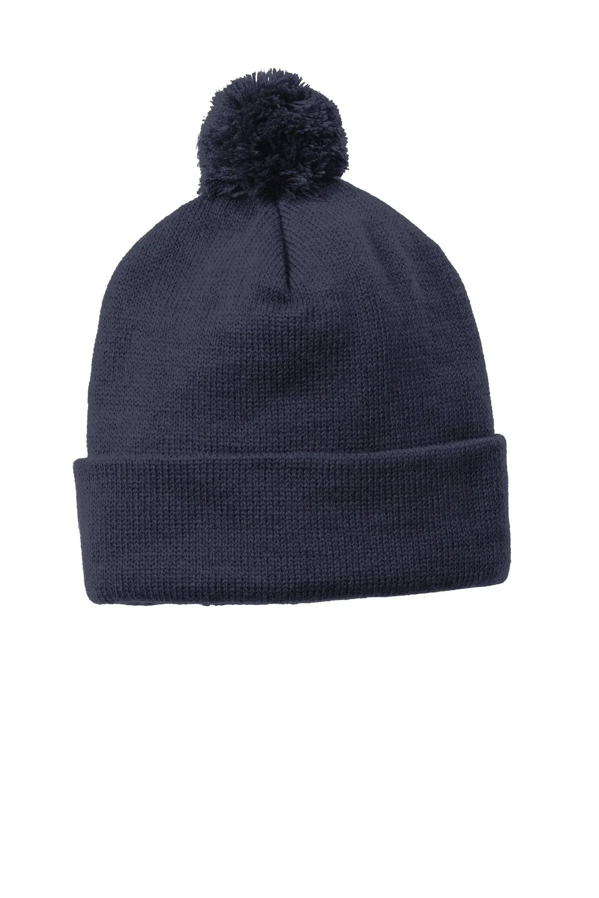 Sport-Tek Solid Pom Pom Beanie STC37 True Navy