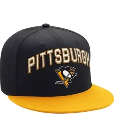 Starter Men's NHL Black/Gold Pittsburgh Penguins Arch Logo Two-Tone Snapback Hat