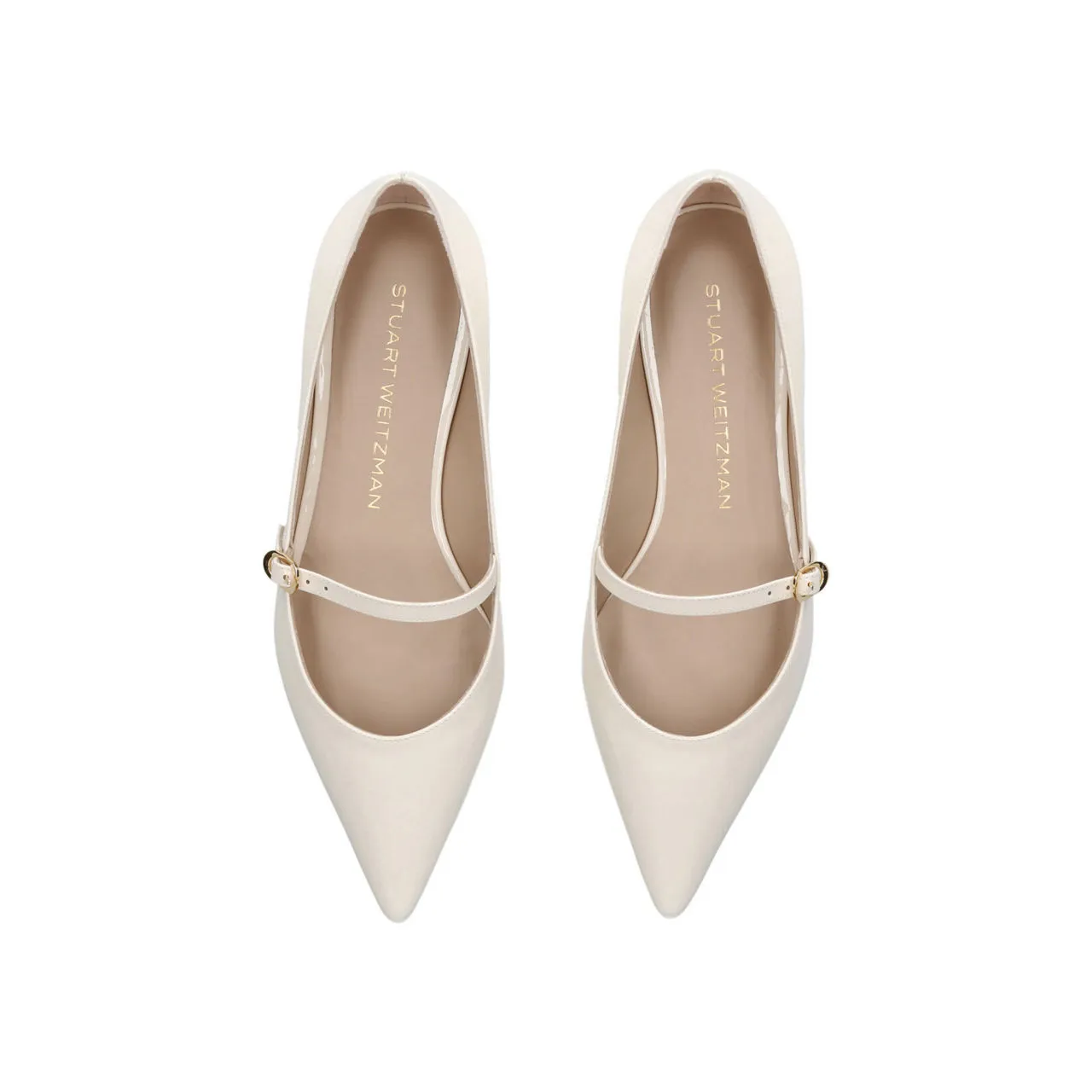 STUART WEITZMAN Emilia Mary-Jane Pointed Flats - White