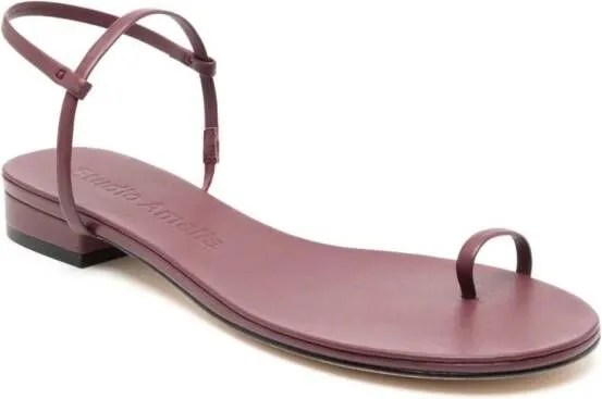 Studio Amelia Edith flat leather sandals Red