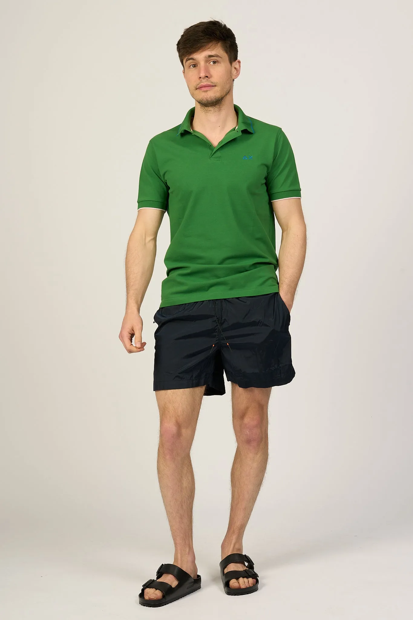 Sun 68 Polo Small Stripes Verde Prato Uomo