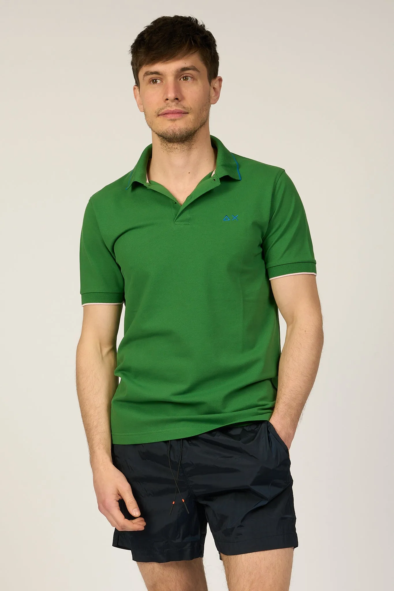 Sun 68 Polo Small Stripes Verde Prato Uomo