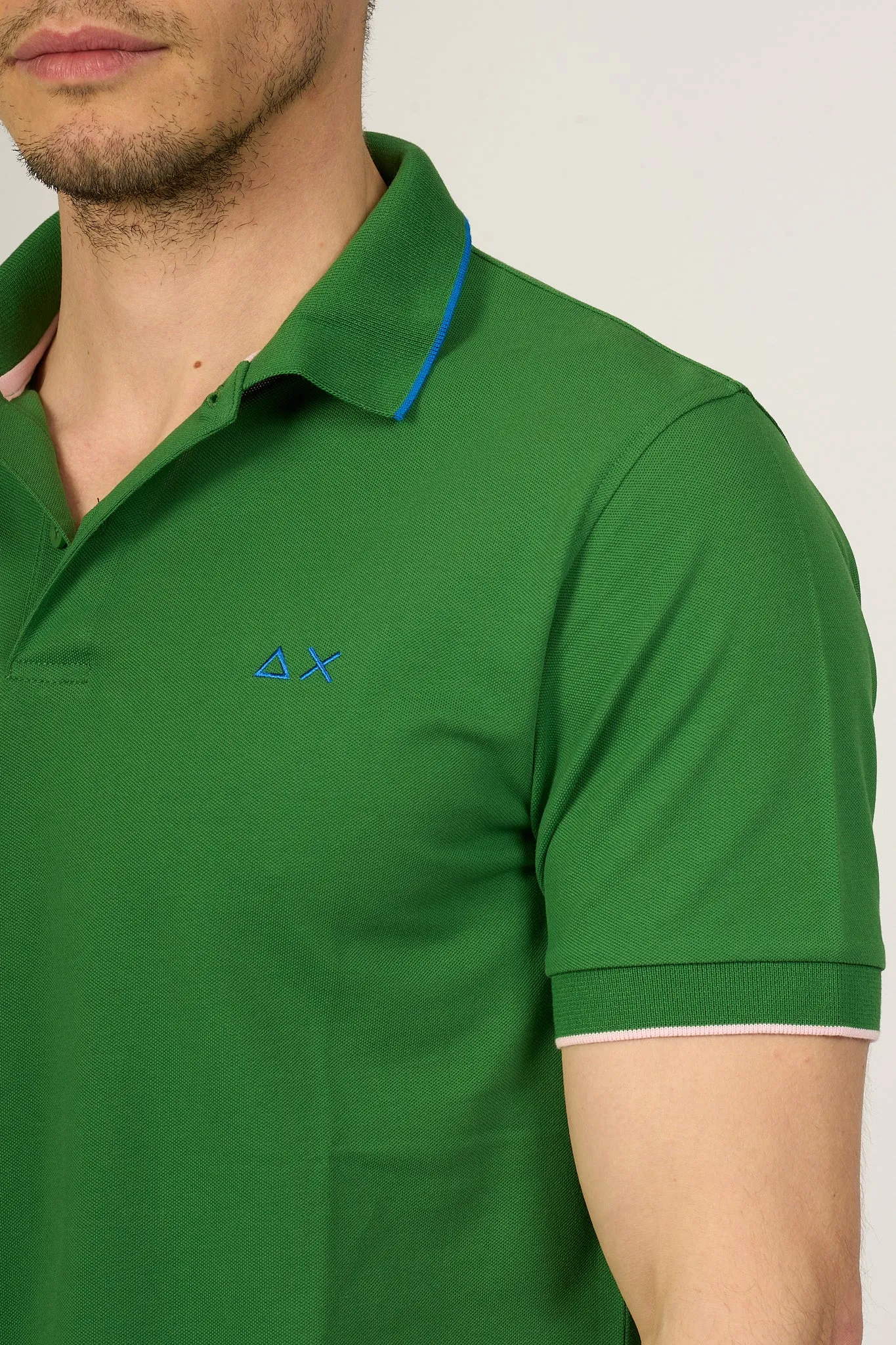 Sun 68 Polo Small Stripes Verde Prato Uomo