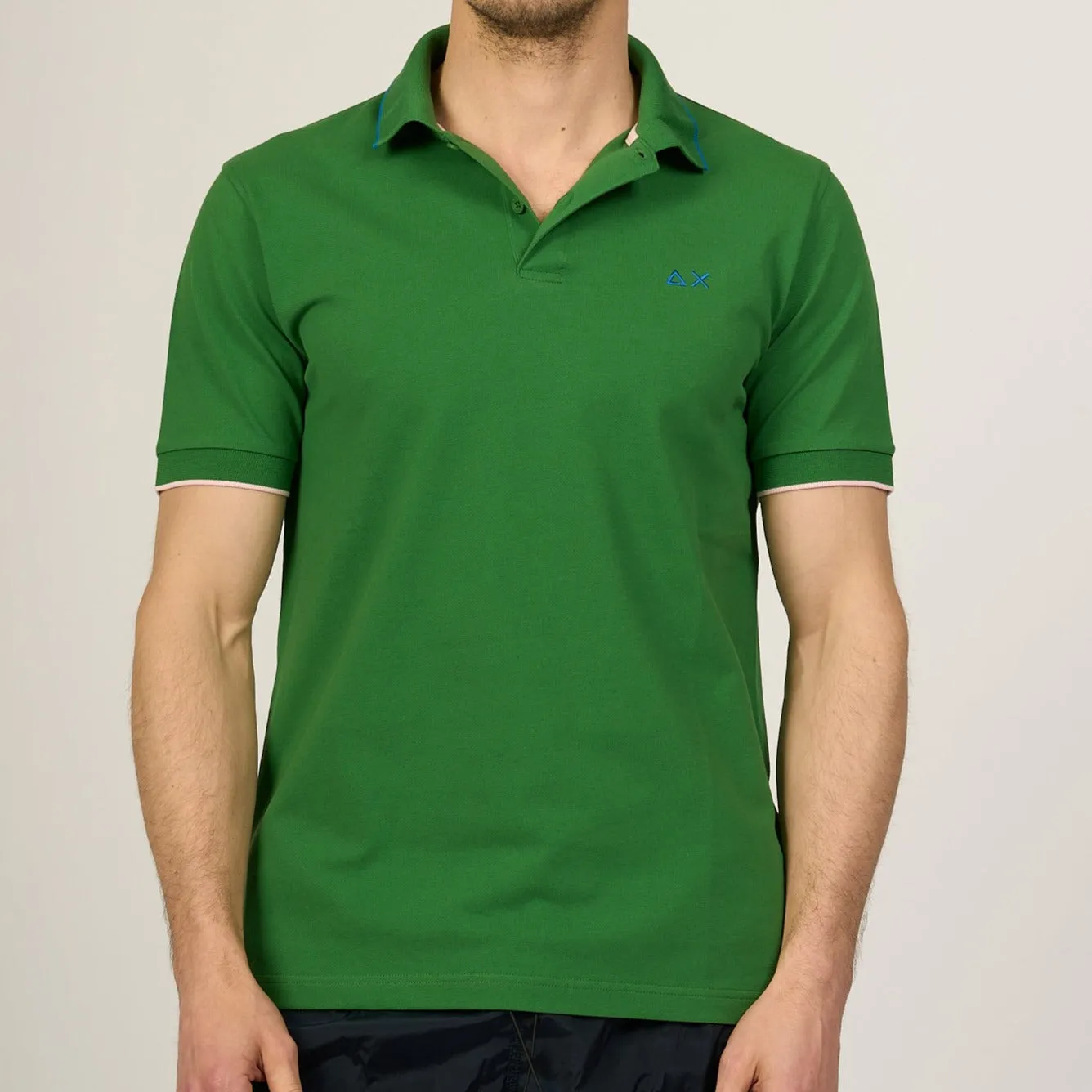 Sun 68 Polo Small Stripes Verde Prato Uomo