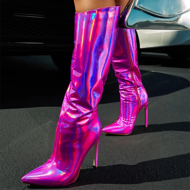 Supergirl- the Metallic High Heel Peaked Toe Boots 3 Colors