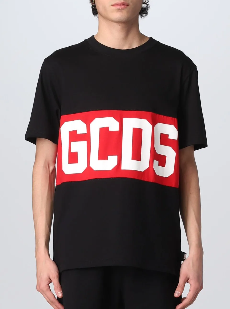 T-shirt GCDS con banda logo rosso nera