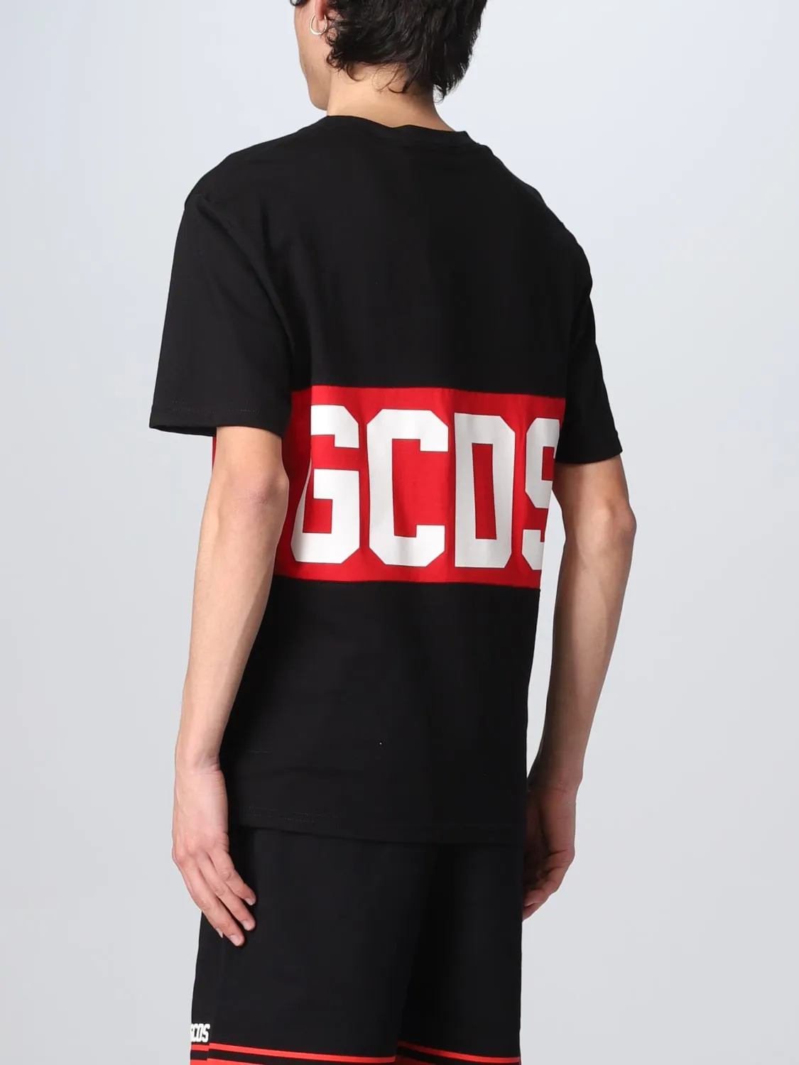 T-shirt GCDS con banda logo rosso nera