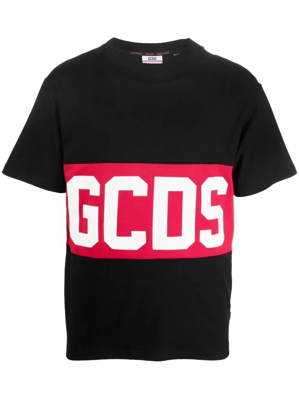 T-shirt GCDS con banda logo rosso nera