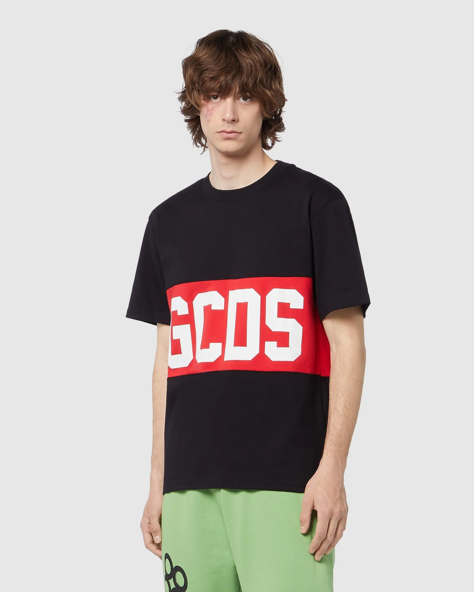 T-shirt GCDS con banda logo rosso nera