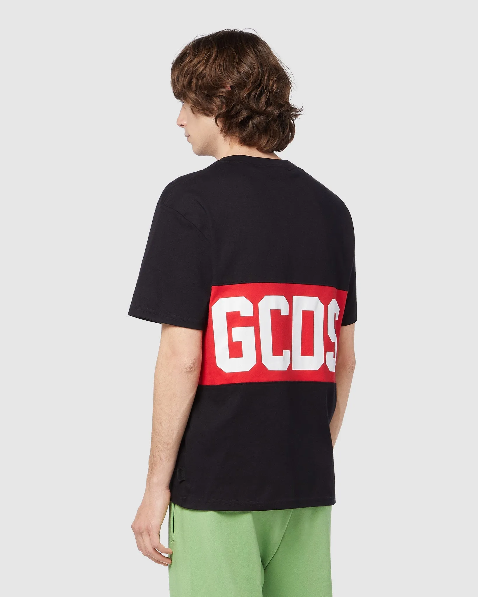 T-shirt GCDS con banda logo rosso nera