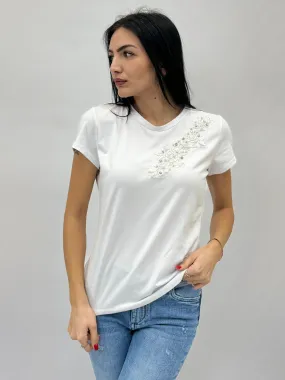 T-shirt in cotone con dettagli gioielli