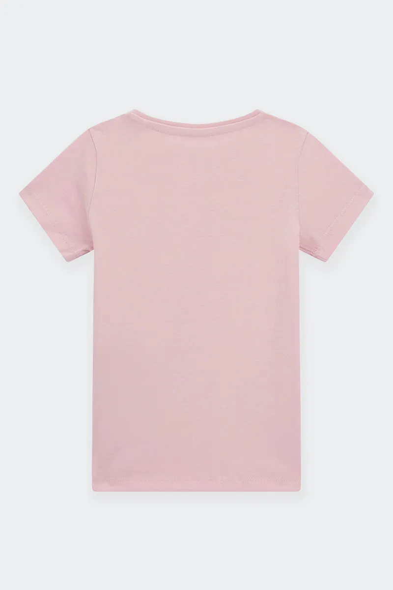 T-SHIRT LOGO EFFETTO LAMINATO ROSA