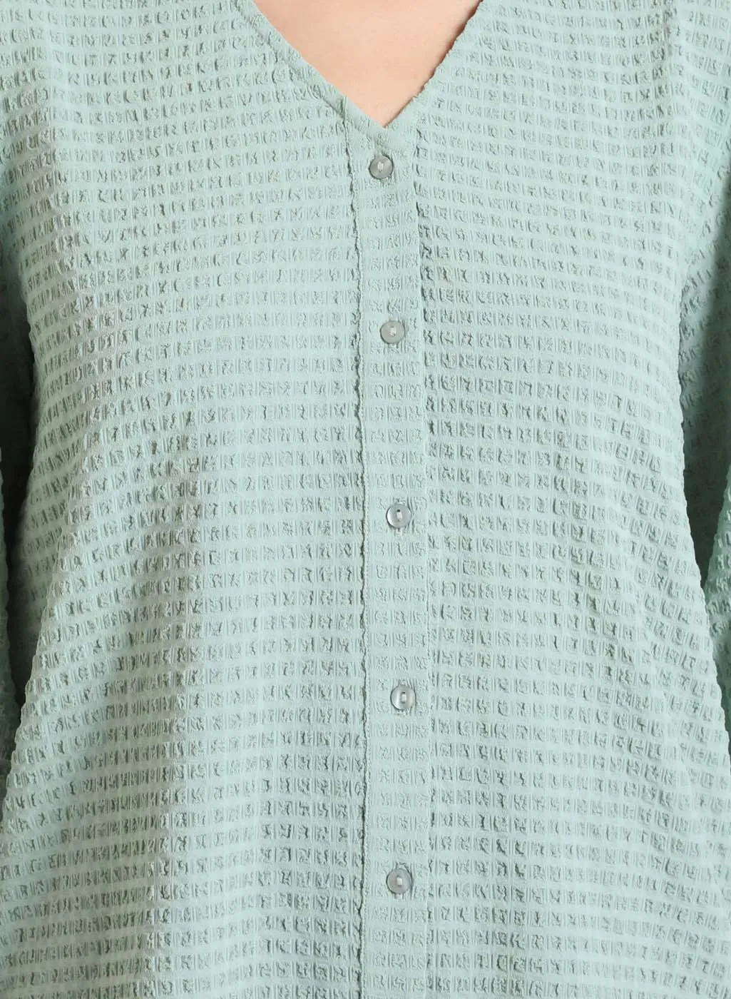 Textured Shirt With Puff Sleeves