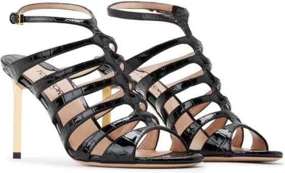 TOM FORD 85mm crocodile-embossed leather sandals Black