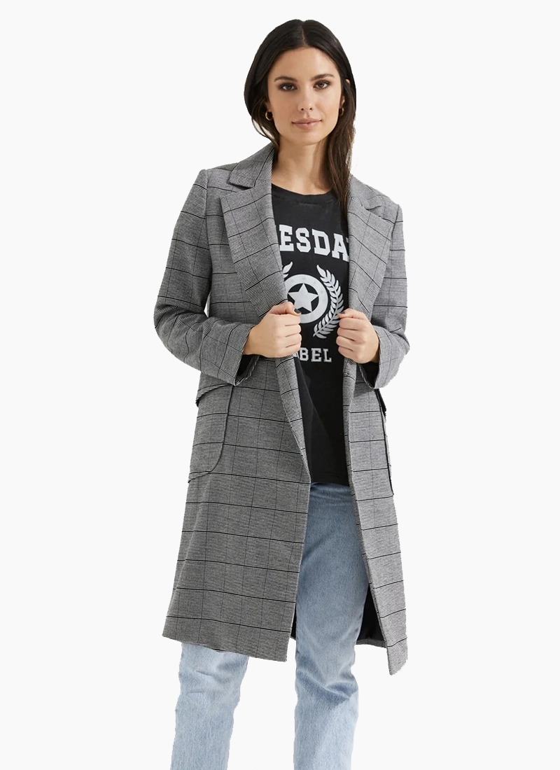 Tuesday Label Twiggy Coat Charcoal Check