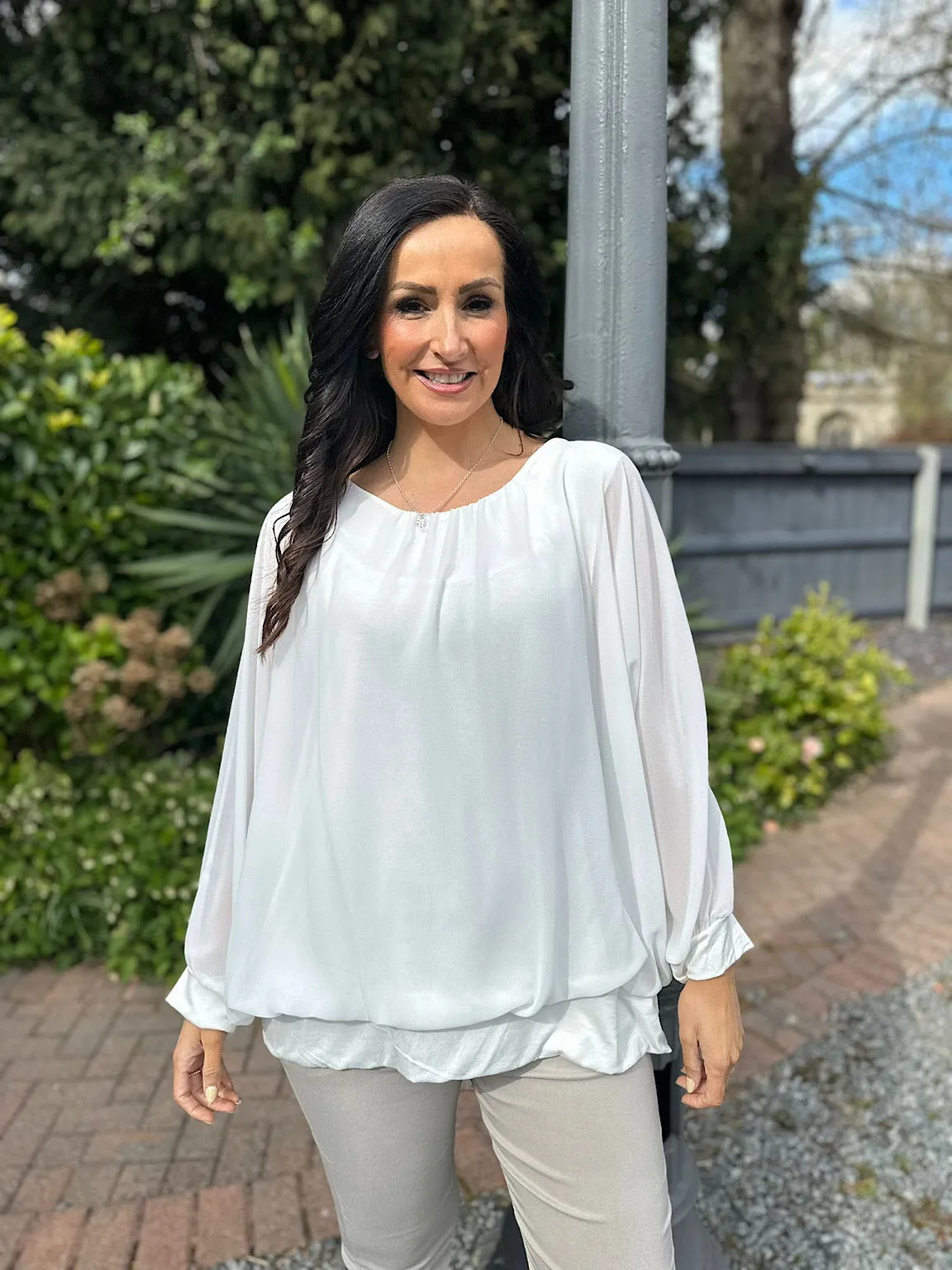 White Layered Chiffon Blouse Maya